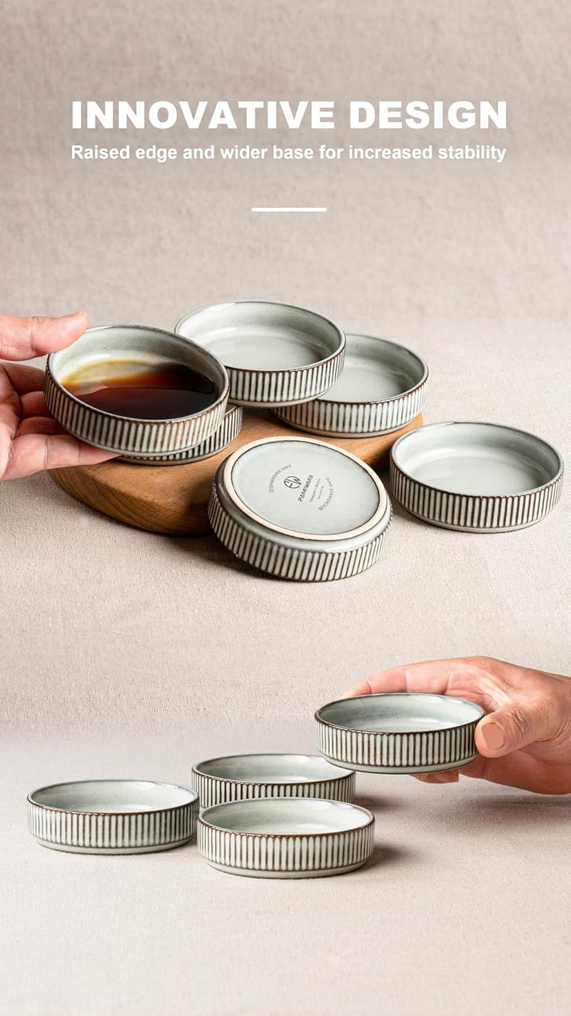 famiware Star Soy Sauce Dish Ceramic Dipping Bowls Set of 6 4 oz Individual Dip Sauce CupsBowlsDishesPlates Small Serving Bowl for Side Dishes Dessert Ice Cream Condiments Sushi  Smoky Blue - Image 4