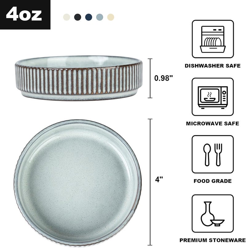 famiware Star Soy Sauce Dish Ceramic Dipping Bowls Set of 6 4 oz Individual Dip Sauce CupsBowlsDishesPlates Small Serving Bowl for Side Dishes Dessert Ice Cream Condiments Sushi  Smoky Blue - Image 2