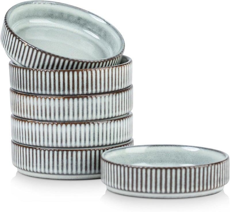 famiware Star Soy Sauce Dish Ceramic Dipping Bowls Set of 6 4 oz Individual Dip Sauce CupsBowlsDishesPlates Small Serving Bowl for Side Dishes Dessert Ice Cream Condiments Sushi  Smoky Blue - Image 1