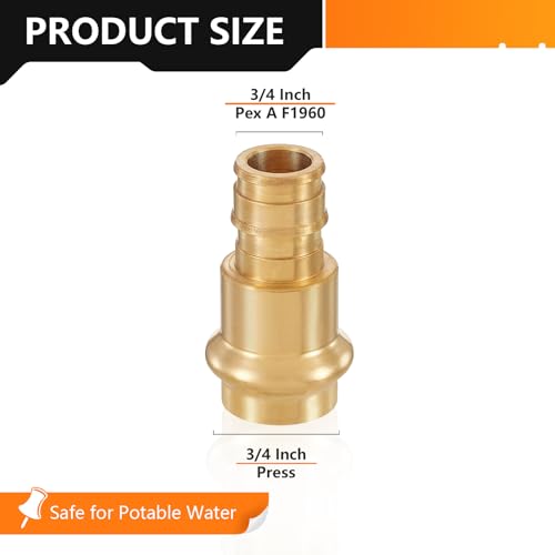 HeSun 10Pack HeSun Copper Press Fitting Adapter34 PRESS X 34 PEXA Expansion F1960 Coupling LF BrassPEX1960186 - Image 3