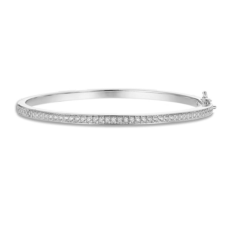 PAVOI 14K Gold Plated Cubic Zirconia Bangle Classic Tennis Bracelet | White Gold Bracelets for Women | 7.5 Inches - Image 1