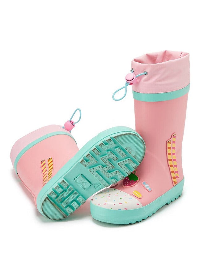 Lemonkid Children's Rubber Rain Boots, Tall, For Girls And Boys, Waterproof And Non-slip, For Students, Pink Cake Design, Size 31 - Image 3