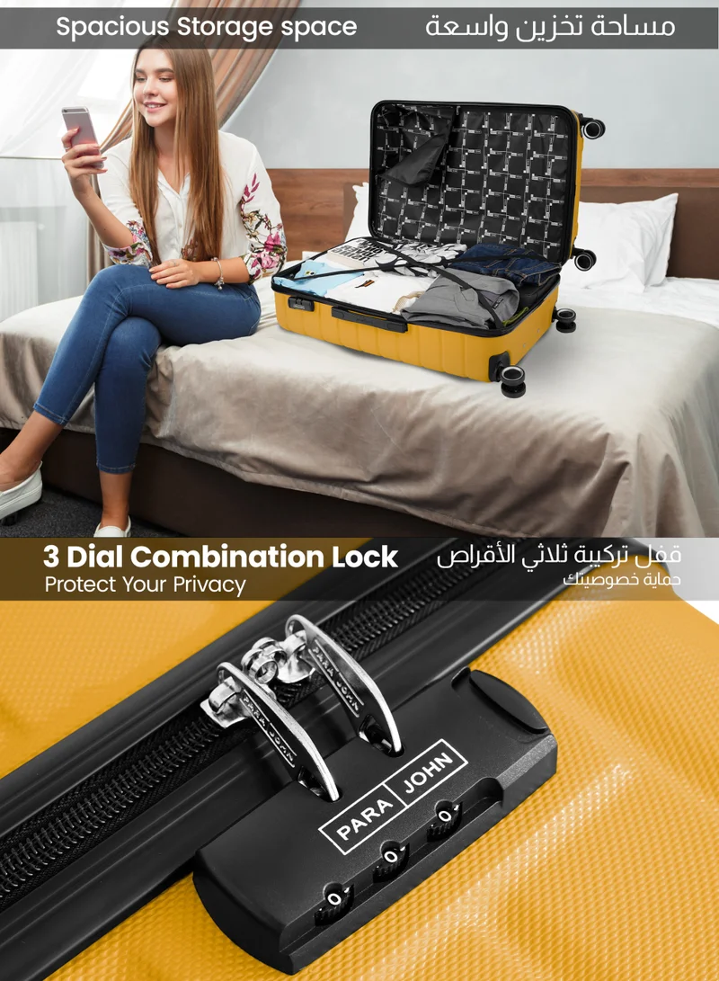 PARAJOHN S (20 inch) Beta Cabin Size Lightweigh ABS Hardside Spinner Luggage Trolley -20 Inch | Carrying 10KG 4-Wheel Hardshell Suitcase-Yellow  | Best Price UAE