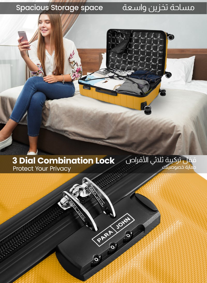 PARAJOHN Beta Cabin Size Lightweigh ABS Hardside Spinner Luggage Trolley -20 Inch | Carrying 10KG 4-Wheel Hardshell Suitcase-Yellow - Image 3