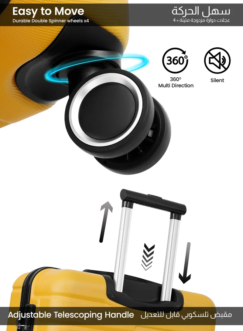 PARAJOHN S (20 inch) Beta Cabin Size Lightweigh ABS Hardside Spinner Luggage Trolley -20 Inch | Carrying 10KG 4-Wheel Hardshell Suitcase-Yellow  | Best Price UAE