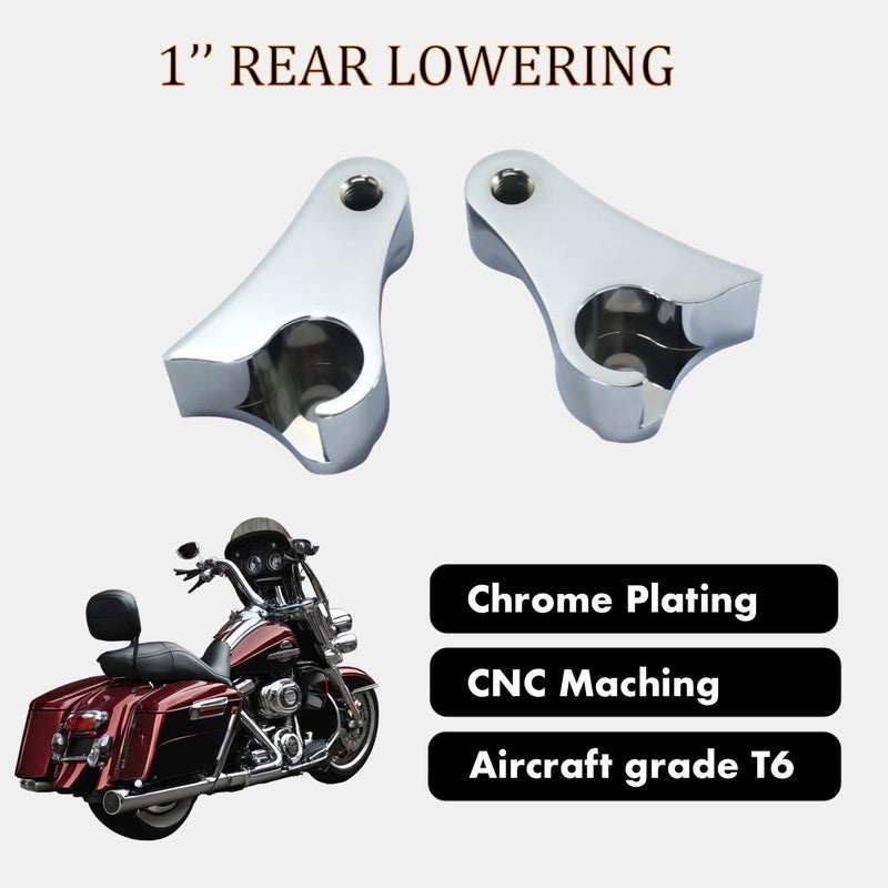 AIRCMT 08-23 1" Lowering Link Kit for Harley Davidson Touring Models (Chrome) - Image 2