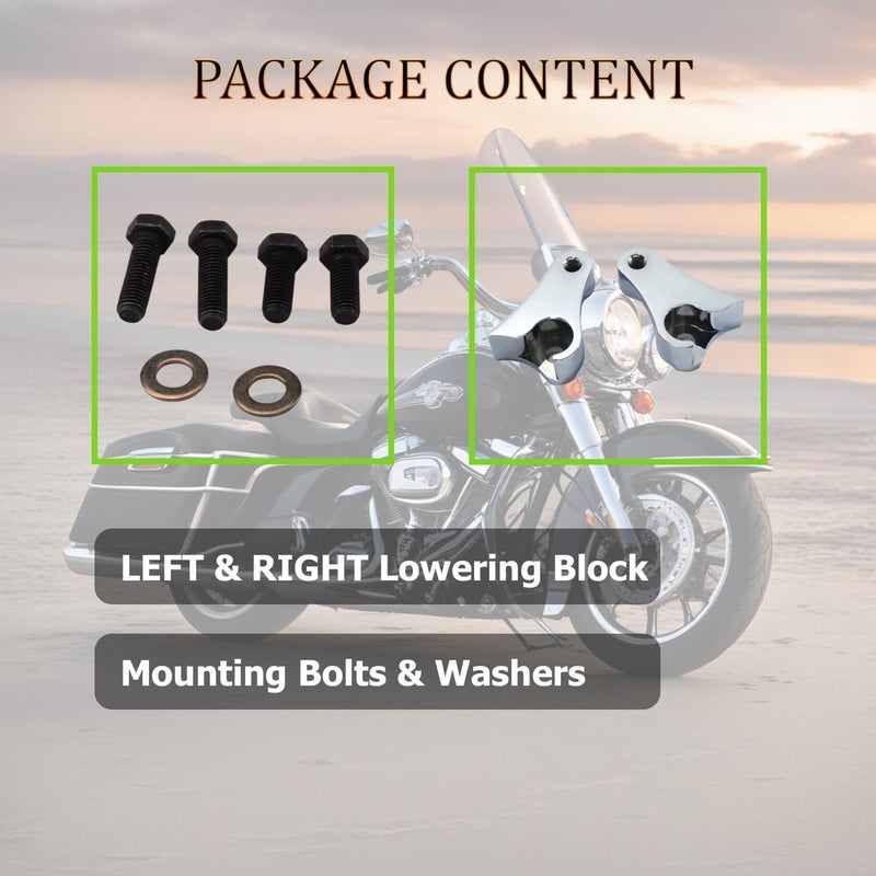 AIRCMT 08-23 1" Lowering Link Kit for Harley Davidson Touring Models (Chrome) - Image 5