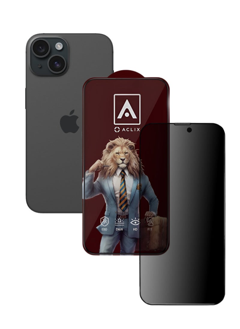 أكاليكس حماية شاشة، عاكس مخفي، لهاتف ايفون 15 بلاس، جودة ممتازة. - Image 1
