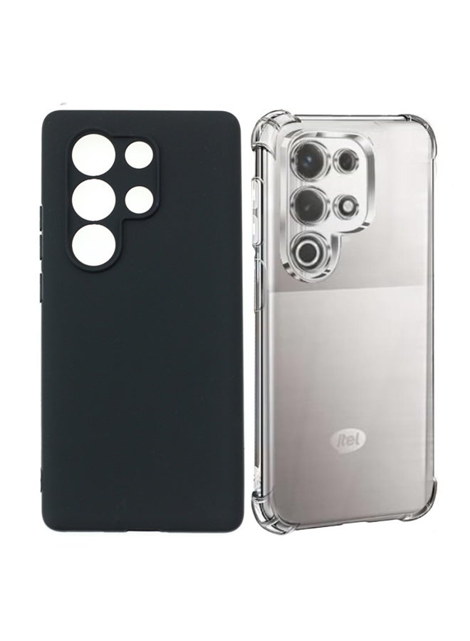 SanHu for ITEL S25 Ultra 4G 2-In-1 Thin Soft Case Cover, Anti Drop Protection, Anti Fingerprint, Durable, Easy To Clean And Install, Frosted Protective Case+Transparent Four Corner Anti Drop Protective Case - Image 1