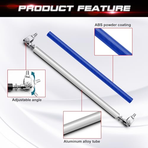x xotic tech موزع شفة المصد الأمامي القابل للتعديل من Xotic Tech 2 قطعة 10"-13" مع قضبان ربط متوافقة مع معظم المركبات [أزرق] - Image 3