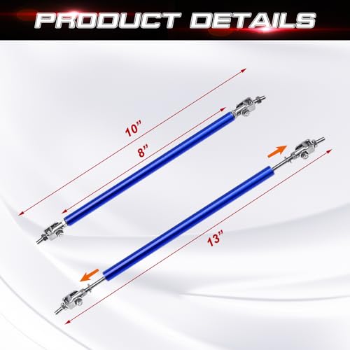 x xotic tech موزع شفة المصد الأمامي القابل للتعديل من Xotic Tech 2 قطعة 10"-13" مع قضبان ربط متوافقة مع معظم المركبات [أزرق] - Image 2