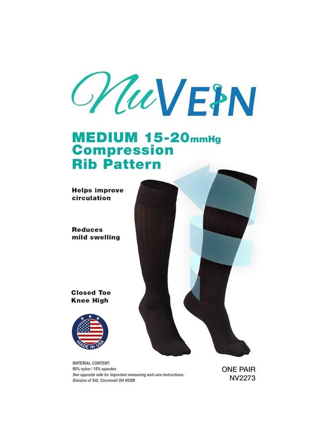 NuVein Women's Compression Socks, 15-20 mmHg Support, Dress Trouser Style, Over Calf Knee High, Black, X-Large - Image 5