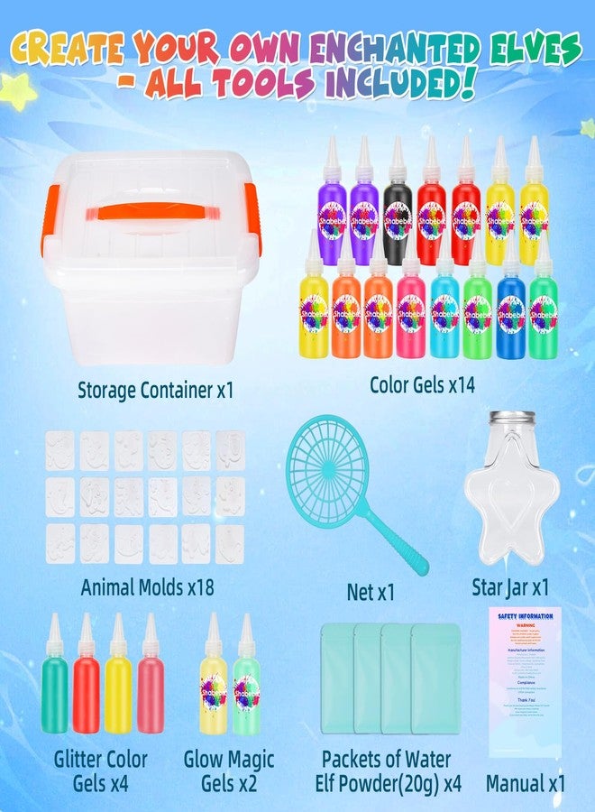 Shabebe Magic Water Elf Toy Kit for Kids - 20 Water Gel Colors with 2 Glow-in-the-Dark Gels, 18 Animal & Sea Creature Molds, DIY Aqua Fairy Maker, Squishy Water Pets Craft Gift for Boys & Girls - Image 2