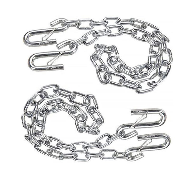 NBJINGYI 3/16" X 48" Trailer Safety Chain with Spring Clips Grade 30 with 2 S Hook 2PCS - Image 2