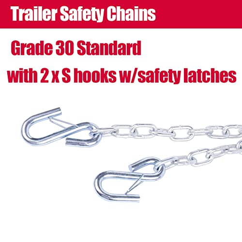 NBJINGYI 3/16" X 48" Trailer Safety Chain with Spring Clips Grade 30 with 2 S Hook 2PCS - Image 5