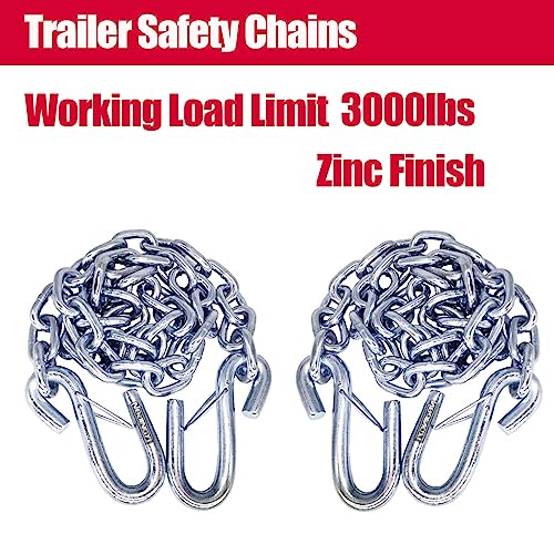 NBJINGYI 3/16" X 48" Trailer Safety Chain with Spring Clips Grade 30 with 2 S Hook 2PCS - Image 3