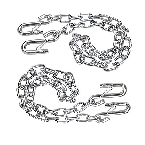 NBJINGYI 3/16" X 48" Trailer Safety Chain with Spring Clips Grade 30 with 2 S Hook 2PCS - Image 1