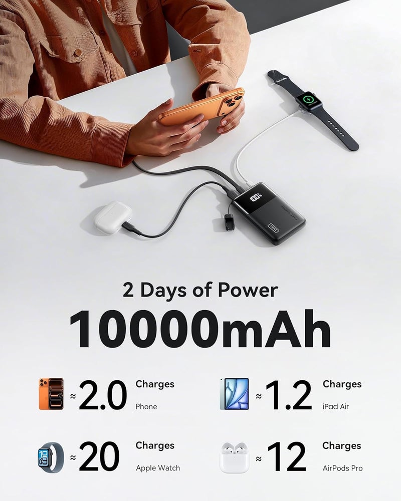 INIU Power Bank, Slimmest 10000mAh 45W PD Fast Charging Portable Charger, USB C in&Out Mini Battery Pack, Travel Essentials Phone Powerbank for iPhone 16 15 Samsung S25 S24 Google Pixel iPad etc - Image 5