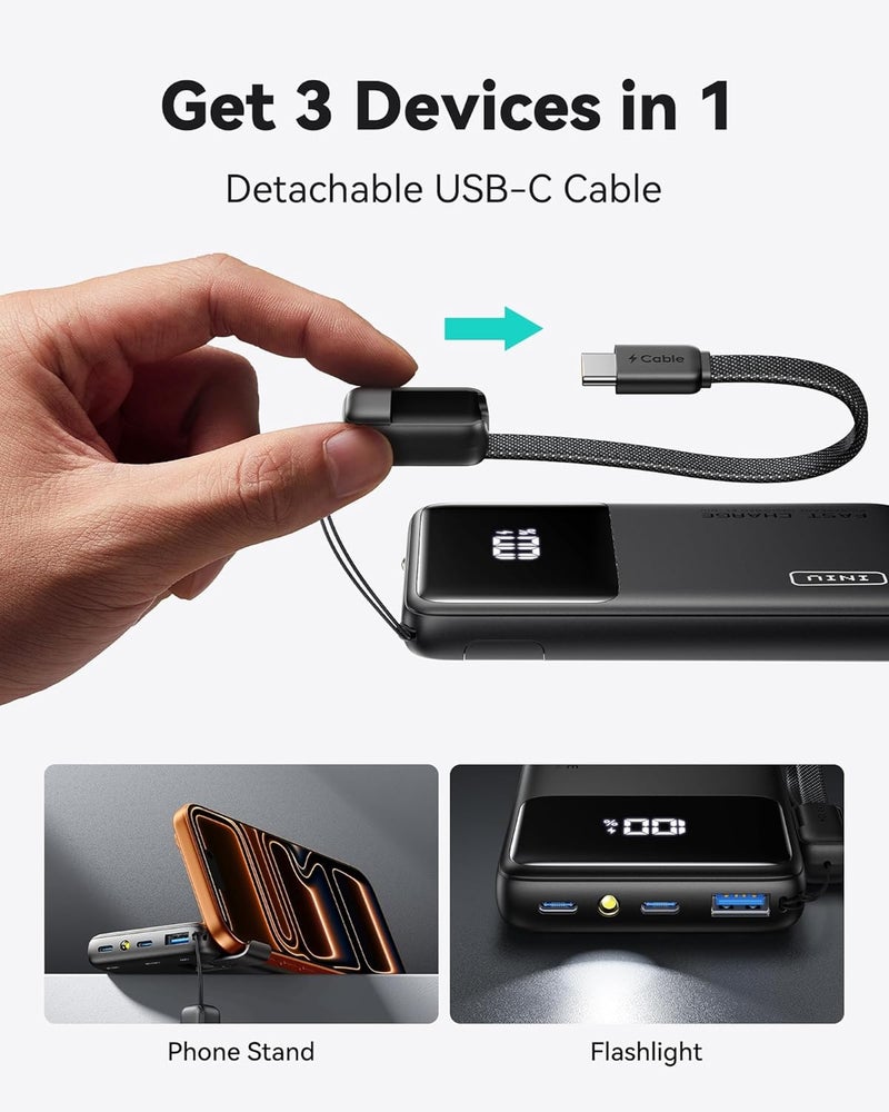 INIU Power Bank, Slimmest 10000mAh 45W PD Fast Charging Portable Charger, USB C in&Out Mini Battery Pack, Travel Essentials Phone Powerbank for iPhone 16 15 Samsung S25 S24 Google Pixel iPad etc - Image 4