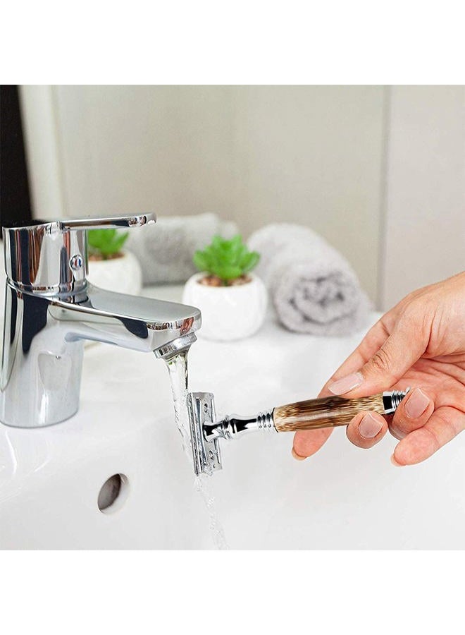 Grandslam Double Edge Safety Razor + 10 Blades Safety Razor with Handmade Long Natural Bamboo Handle Eco Friendly Safety Razors for Women/Men Ladies Shaver - Image 4