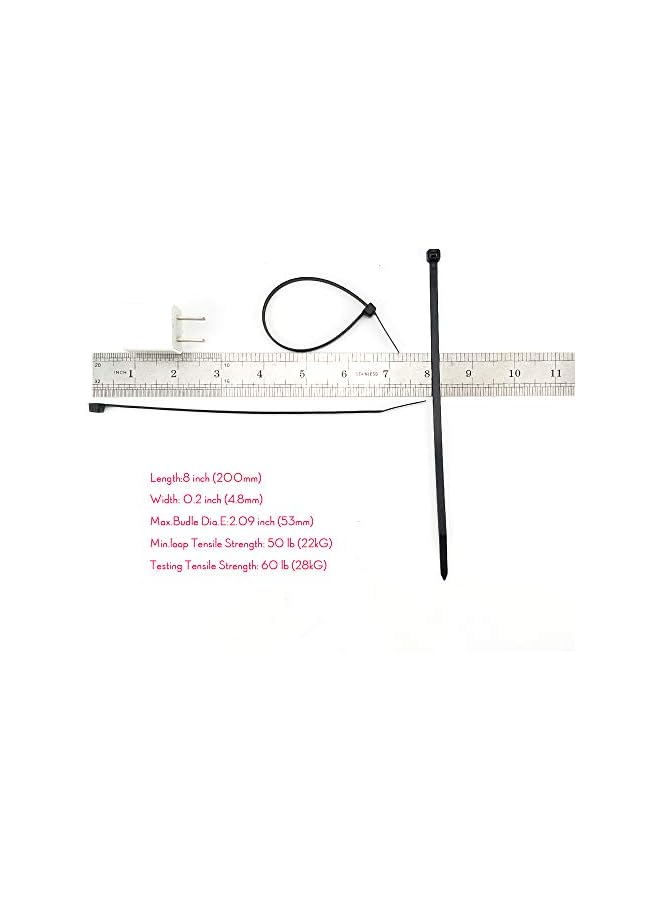 PROMASS promass Cable Ties 8 Inch 100 mm Black Nylon Zip Tie 50 LB 100 PCS Multipurpose  - Image 3