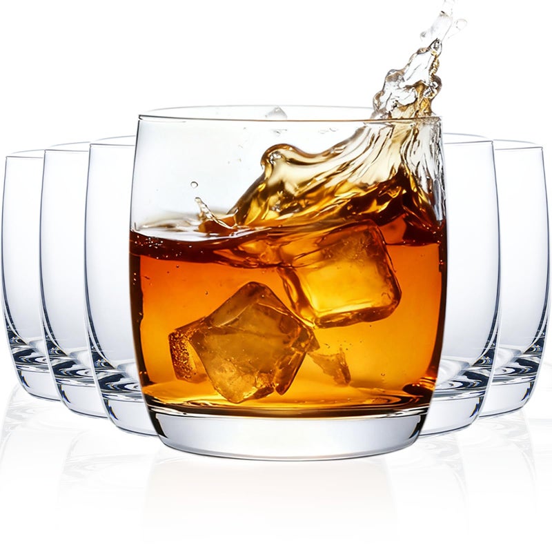 Wlasss Whiskey Glasses Set of 6, Premium Crystal Bourbon Glass, 12.5 oz Drinking Glasses for Scotch, Cocktail, Whisky and Juice, Transparent Rocks Glasses, Dishwasher Safe Glassware, Gifts for Christmas - Image 1