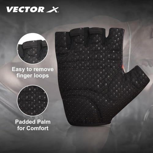 Vector X VX-300 Gym Fitness Fingerless Gloves for Men and Women Sports Practice Gloves Wrist Support Use for Gym, Weight Lifting,Fitness,Exercise-Size-Large (Black) - Image 3