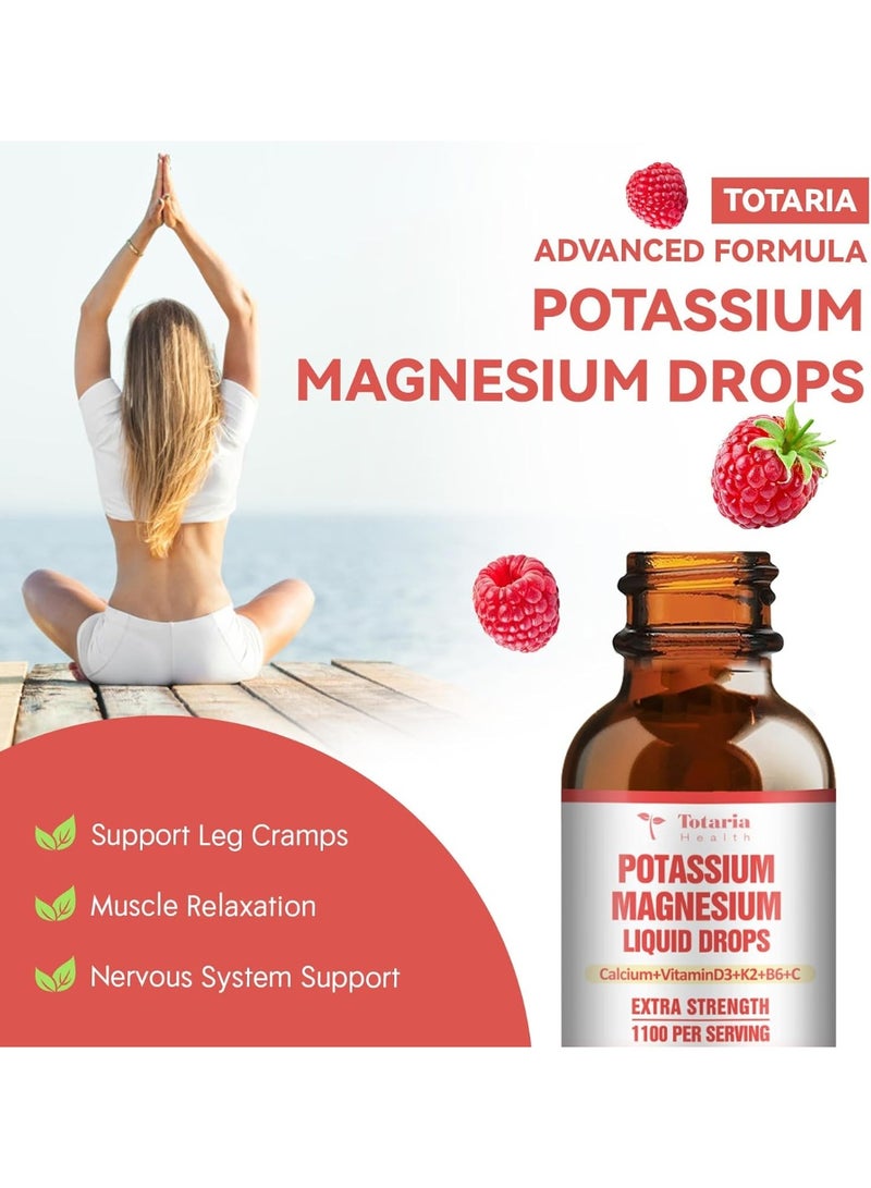 Totaria Two Bottle Potassium Magnesium Supplement Liquid Drops - High Absorption Potassium Supplement with Magnesium, Calcium, Vitamin D3 K2, Vegan, Non-GMO Potasio Support Leg Cramps, Bone, Muscle - 4 Fl oz - Image 3