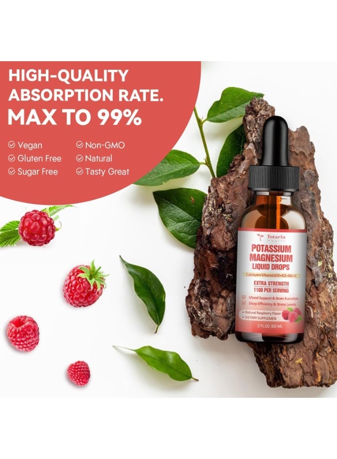 Totaria Two Bottle Potassium Magnesium Supplement Liquid Drops - High Absorption Potassium Supplement with Magnesium, Calcium, Vitamin D3 K2, Vegan, Non-GMO Potasio Support Leg Cramps, Bone, Muscle - 4 Fl oz - Image 4