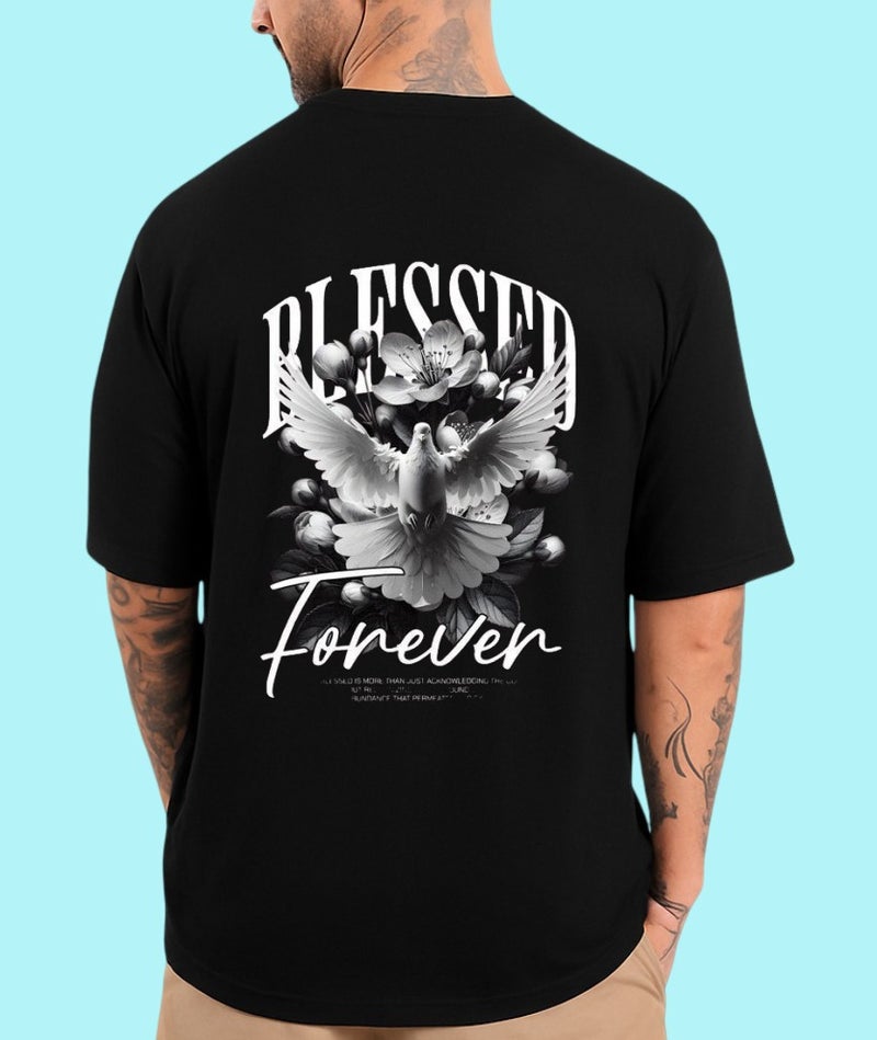 DIVIS Blessed Forever Black Graphic T-Shirt for Men - Image 1