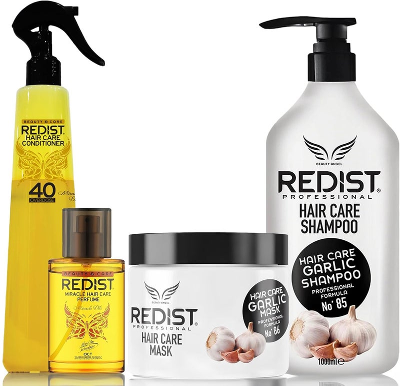 Redist Garlic Shampoo 1000ml Garlic Hair Mask 500ml 40 Overdose Conditioner 400ml Hair Perfume 50ml Anti Hair Loss Strengthening Nourishes Dry Damaged Hair Natural Garlic Extracts Set
