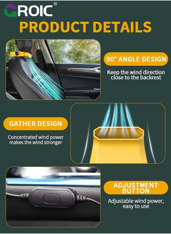 GROIC Car Fan, Seat Clip USB Fan for Car, Cooling Fan,3 Speeds Strong Air Fans Front Rear Passenger Portable SUV, RV, Vehicles  - Image 5