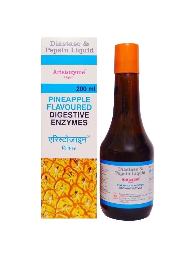 Aristozyme Digestive Enzymes Liquid with Diastase and Pepsin, Pineapple Flavored, 200ml