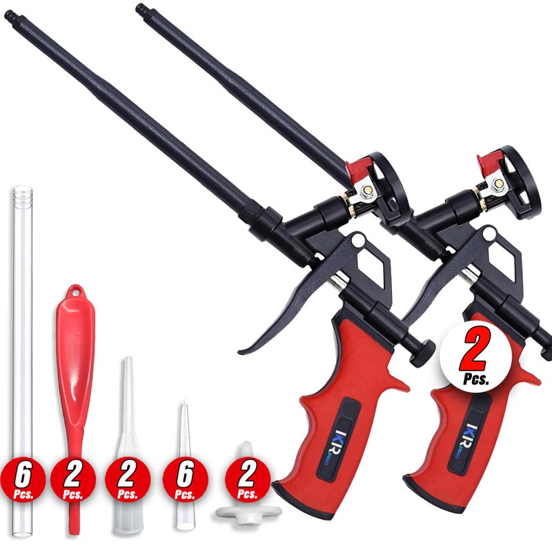 ixirpro Mega Professional Expanding Foam Spray Gun (2 Insulation Guns + 18 Extenders) PU Insulating Applicator Heavy Duty Metal Body Dispensing Foam Gun Suitable for Caulking, Filling, Sealing - Image 1