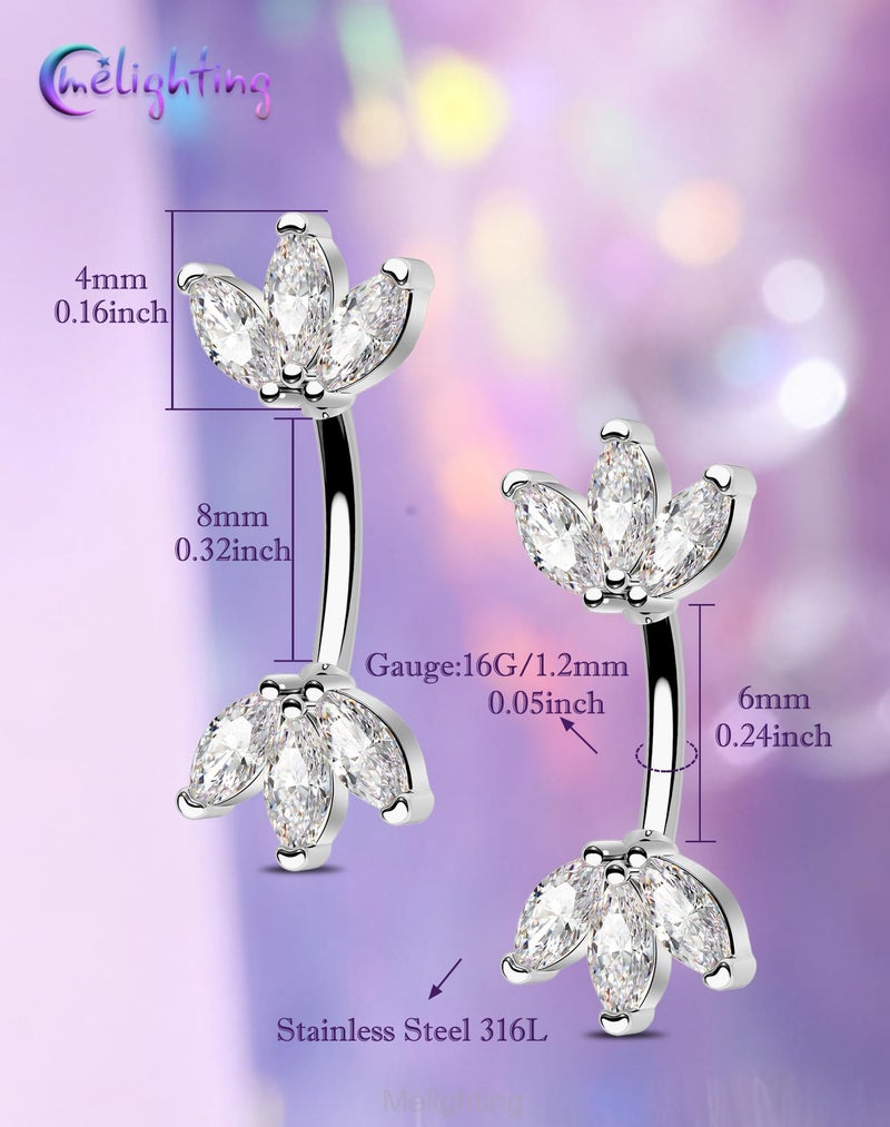 Melighting 16G Lotus CZ Rook Ear Piercing Bar 316L Surgical Stainless Steel Eyebrow Piercing Jewelry Dainty Lobe Earring 6 mm - Image 5