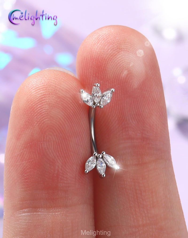 Melighting 16G Lotus CZ Rook Ear Piercing Bar 316L Surgical Stainless Steel Eyebrow Piercing Jewelry Dainty Lobe Earring 6 mm - Image 2