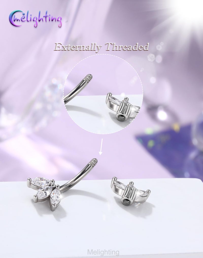 Melighting 16G Lotus CZ Rook Ear Piercing Bar 316L Surgical Stainless Steel Eyebrow Piercing Jewelry Dainty Lobe Earring 6 mm - Image 4