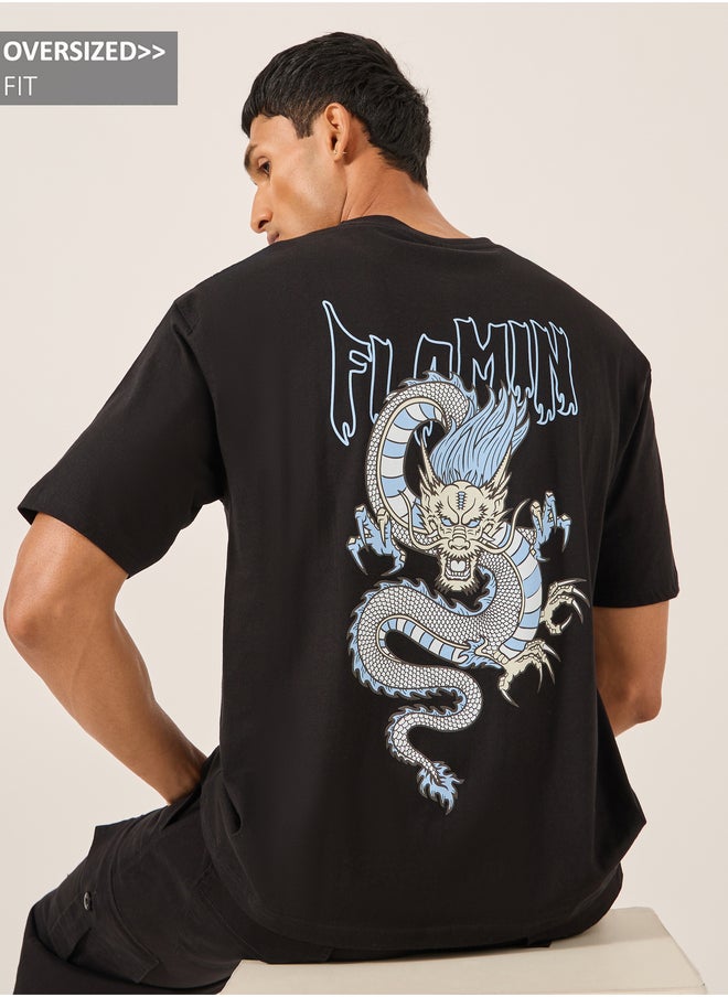 Styli - Graphic Print Oversized Round Neck T-Shirt - Image 1