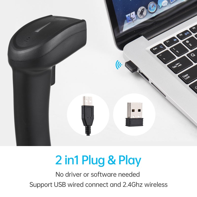 ماسح رموز الشريط اللاسلكي أحادي البعد محمول / بالأسلك عبر USB مقروئ CCD لرموز الشريط باستخدام الزناد اليدوي للمسح، يدعم رموز الشريط على الورق والشاشات، متوافق مع أنظمة ويندوز وأندرويد وماك، مناسب للسوبرماركت والمحلات التجارية والمكتبات - Image 4