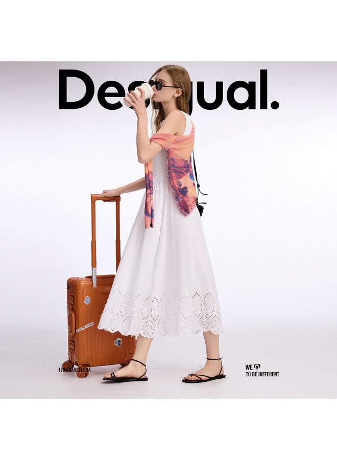 DESIGUAL ss25 New Stretch Ruffle Cut-out Embroidered Maxi Vest Dress - Image 4