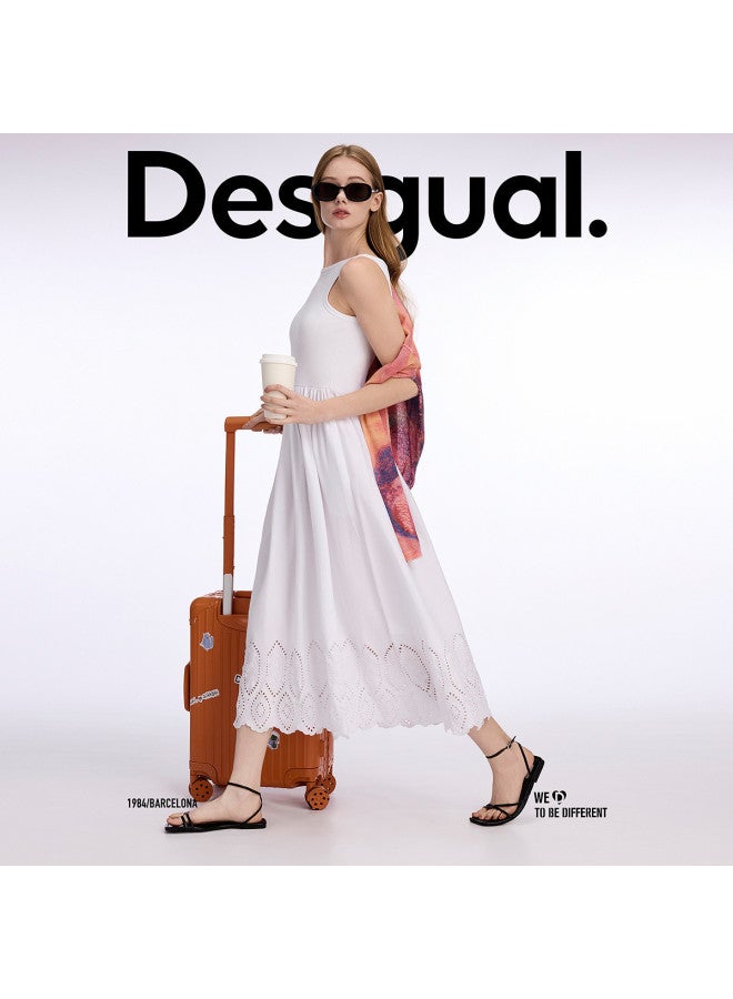 DESIGUAL ss25 New Stretch Ruffle Cut-out Embroidered Maxi Vest Dress - Image 2