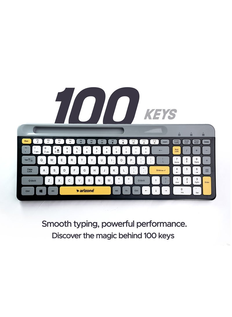 Arizone BK-037 Dual Mode Wireless Keyboard – Bluetooth 5.0 & Arabic/English Multi Color - Image 2