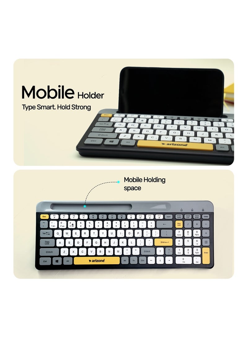 Arizone BK-037 Dual Mode Wireless Keyboard – Bluetooth 5.0 & Arabic/English Multi Color - Image 3
