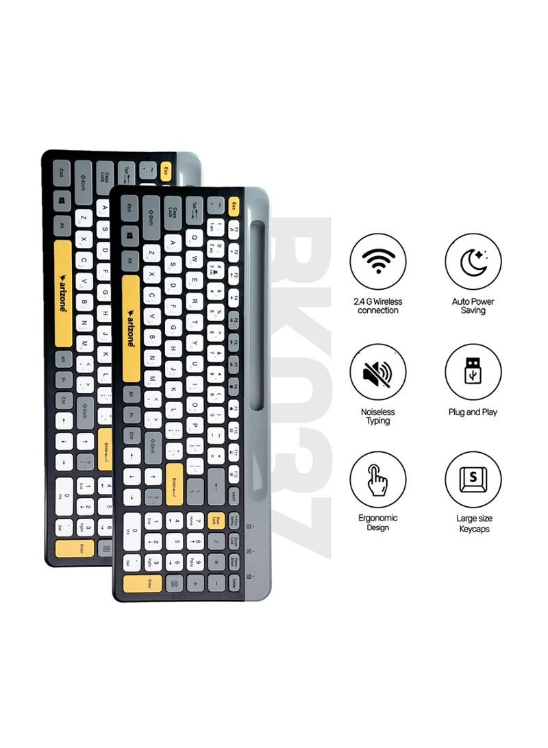 Arizone BK-037 Dual Mode Wireless Keyboard – Bluetooth 5.0 & Arabic/English Multi Color - Image 5
