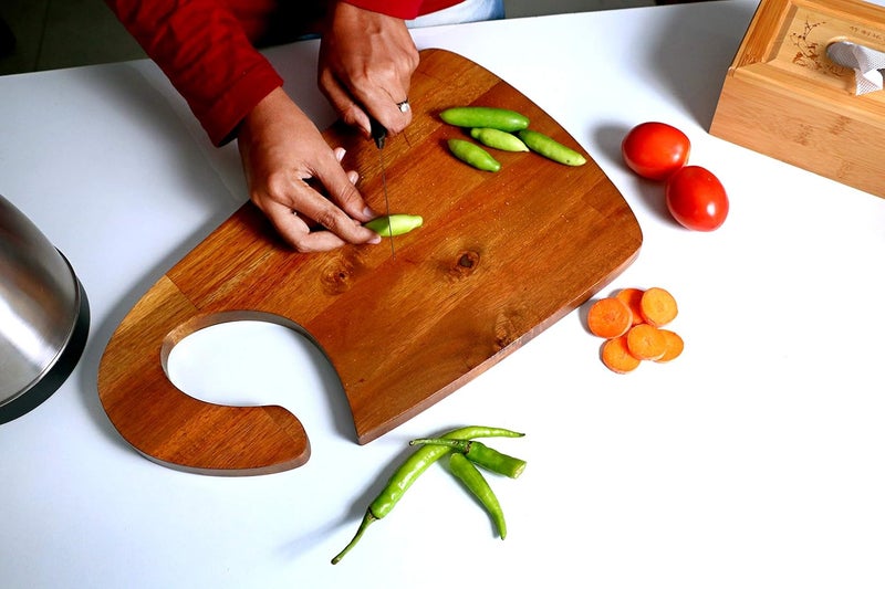 Puffin MultiPurpose Teak Wood Indian Walnut CuttingChoppingFoodGrade Vegetable Chopping Board - Image 5
