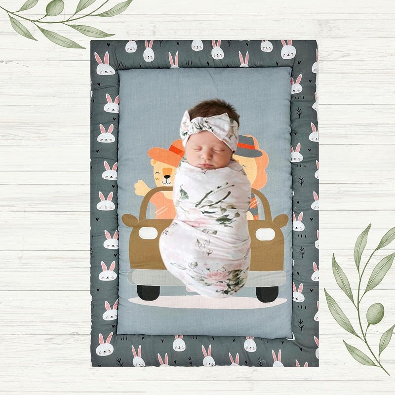 NEW COMERS Newborn Baby Pom Pom Cotton Baby Bed Cushioned Sleeping Mat for Baby Cradle Bed GodariGodadiCrib Sheet for Kids Multipurpose Soft Mattress Washer Safe Changing Mat 50 X 75 cm 159