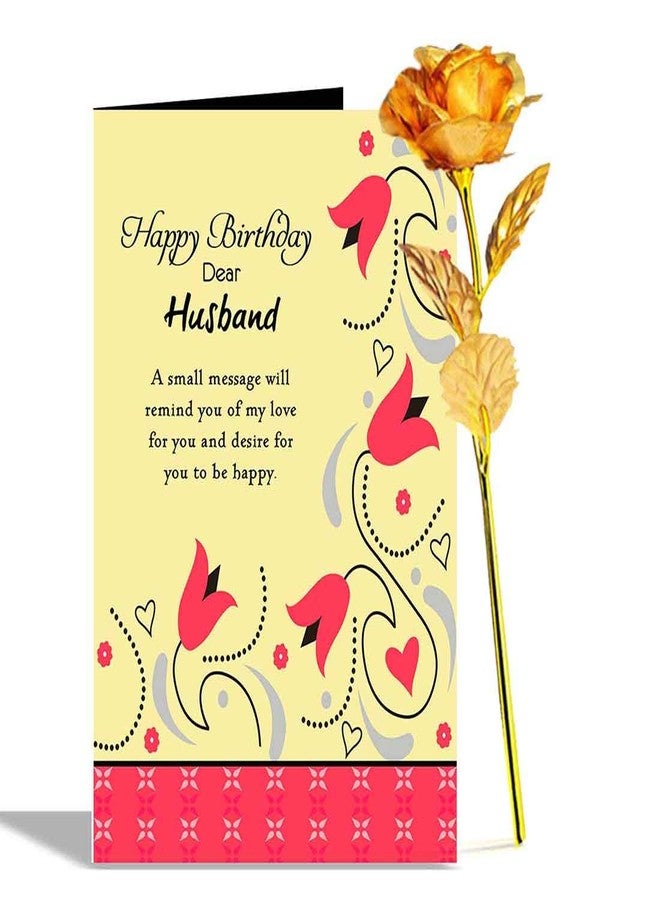 Alwaysgift Happy Birthday Hubby Greeting Card & Golden Rose Gift Hamper For Husband, Men, Love (Design-2) - Image 1
