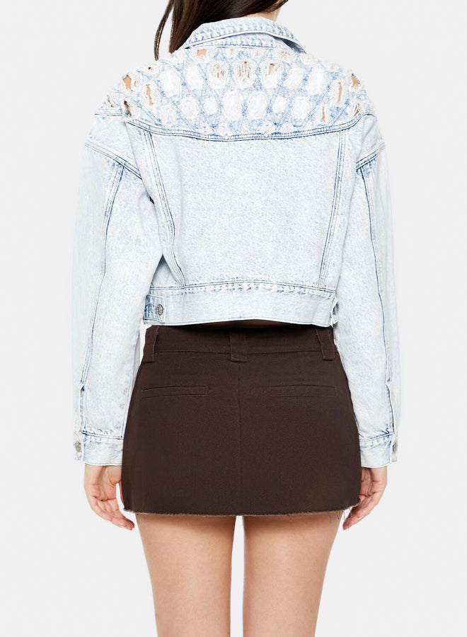 FOREVER 21 Bleach Wash Cropped Trucker Jacket  - Image 5