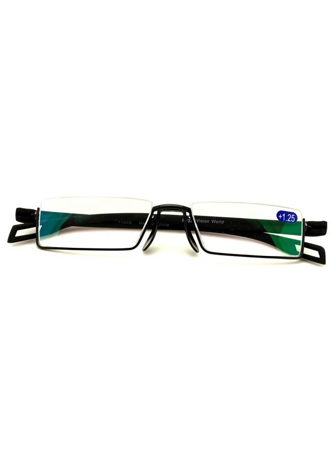 V.W.E. - Featherweight Slim Half Rim Memory Flex Reading Glasses With Antireflective Ar Coating (Black 2.50) - Image 1