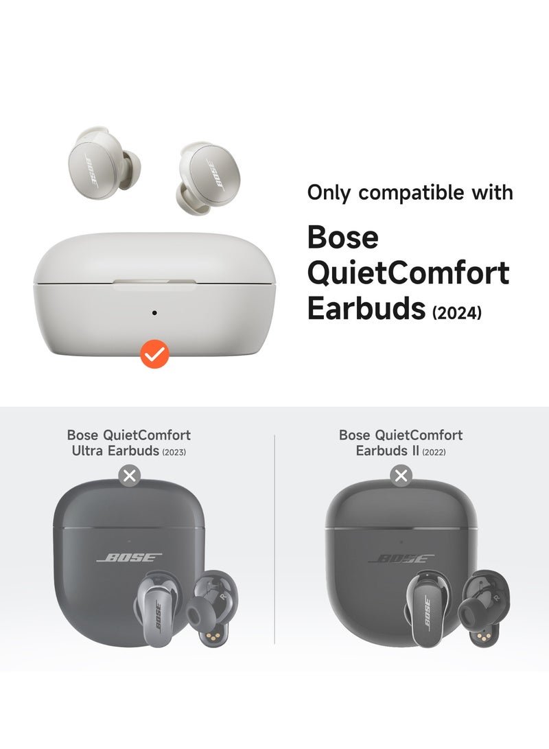 Case for Bose QuietComfort Earbuds 2024, Magnetic Bumper, Rugged Shockproof Protective Cover with Carabiner & Cleaning Kit & Removal Tool, White - Image 2